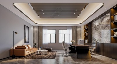 现代总经理办公室3D模型下载